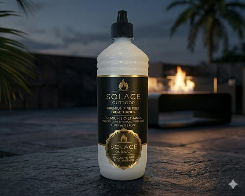 Fles Solace Outdoor premium bio-ethanol (96,6%) van 1 liter voor een schone en veilige verbranding in sfeerhaarden
